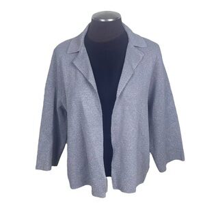 NWT Chico's Enchanting Lurex Silver Glitter Metallic 3/4 Sleeve Blazer (2/L/12)